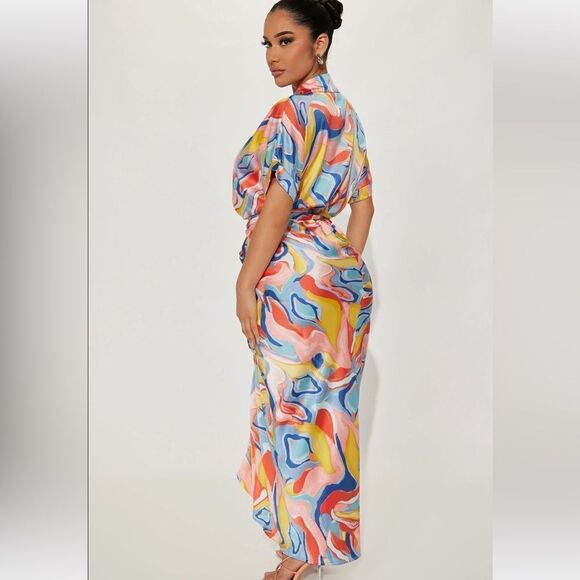 Hailey Button Up Maxi Dress - Blue/Combo - Picture 4 of 8